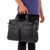 Evrak çantaları siyah erkekler orijinal deri çanta büyük 14 "dizüstü bilgisayar çantaları iş adamları Seyahat omuz evrak çantası 231013