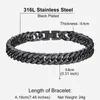 Link Armbanden Mannen Roestvrij Stalen Armband Zwart Vergulde Ketting 8mm Brede Vintage Hand Bands Paar Sieraden Geschenken