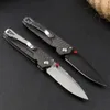 Coltello pieghevole tascabile BM485 EDC di alta qualità D2 Drop Point Coltelli regalo con manico in fibra di carbonio rivestito nero / lama satinata con scatola al minuto