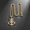 Pendentif Colliers Mode Personnalité Ancre Forme Design Collier Glacé Cubique Zircon Mariage Pour Femmes Hommes Hip Hop Rock Bijoux