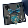 Bow Ties Męski Zestaw Darów Pudełko Podarunki Moda Bowtie Pocket Pocket Squares broszki spinki do mankietu klipu do mężczyzn Business Nectie Wedding Party 231012