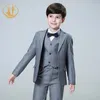Suits Nimble Bahar Sonbahar Düğünler İçin Resmi Boy Takım Çocuklar Partisi Ev sahibi Kostüm Toptan Giyim 3pcsset Blazer Yelek Pantolon 231012