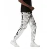 Męskie spodnie męskie błyszczące srebrne metaliczne jogger dresowe spodnie dresowe hip -hop mokro spustów menu klub festiwal festiwal streetwear pantalones hombre 231013