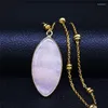 Ожерелья с подвесками 2023, ожерелье из нержавеющей стали с натуральным кристаллом, женское ювелирное изделие золотого цвета Gargantillas Cortas Mujer Moda NB14S04