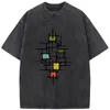 Erkek Tişörtleri Geometrik Hat Unisex Yıkanmış T-Shirt Yaz Gevşek Ağartılmış Tshirt Pamuk 230g O yaka gündelik kısa kollu Ağızlık Üstleri Tee