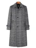 Misturas de lã masculina longo casaco de lã masculino único breasted joelho grosso destacável forro inverno quente xadrez britânico 231012