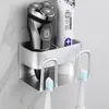 Tandborstehållare Väggmonterad tandborstehållare Aluminiumlegering Tandkräm Rack Badrum hushållsutrymme Sparande badrumstillbehör 231013