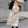 Women's Trench Coats Winter Jacket Long Parka Warm Thicken Casual Solid Stand-up Collar Down Female Windproof Snow Wear Outwear