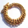 Men's 24kt Real Yellow Gold HGE 9 tum Tung lyxig Hypotenuse Nugget Armband Jewelry S Champion International Design260A