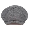 Vintermän kvinnors nyhetsbokshattar basker Cap Vintage Herringbone Gatsby tweed Peaky Blinders Hat