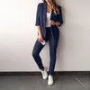 Frauen Zweiteilige Hosen Frauen Kerb Halbe Hülse Blazer Anzüge Frühling Herbst OL Bleistift Hose FYY-519