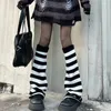 Frauen Socken Gothic Damen Gestreifte Lolita Lange Y2k Gestrickte Leggings Herbst Winter Haufen Kawaii Arm Knöchel
