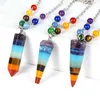 Pendant Necklaces Healing Reiki Semi-precious Stones Pendulum For Women Trendy 7 Chakra Gem Divination Crystal Dowsing Femme Jewelry