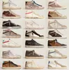 Sapatos esportivos estrela de alta qualidade, marca italiana, sapatos sujos, sapatos estrela, flash dourado, clássico, branco, velho, sujo, sapatos casuais de cano alto.