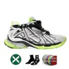 Kvinnor Mens Track Runners 7 7.0 Casual Shoes Designer Leather Free White Black Silver Pink Nylon Mesh Tracks Trainers Dark Taupe Platform Sneakers Storlek 46