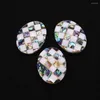 Pendant Necklaces Spliced Abalone Shell White Mosaic Pattern Oval Jewelry Production Necklace Women's Earrings 29x39mm