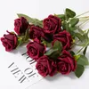 Dekorativa blommor 3st/5st 10x51cm Vackert siden Faux Roses Bröllop Hem bordsdekoration Lång bukett Arrangemang Fake Plants Valentine