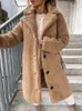 Mélanges de laine pour femmes manteau chaud en Faux mélange hiver vêtements d'extérieur à simple boutonnage Teddy manteaux en peluche femme Chic solide manteaux de rue 231012