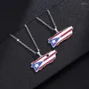 Pendant Necklaces Fashion Stainless Steel Necklace Puerto Rico Heart Map Flag For Women Statement Jewelery Ricans Gift