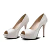 Robe chaussures vente chaude plate-forme chaussures sexy talons hauts dames pompes en soie femmes chaussures peep toe fête mariage mariée 231013