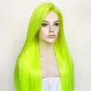 Perruque Lace Front Wig synthétique lisse et soyeuse, perruque Lace Front wig sans colle, 26 pouces, 13x4, vert clair, blond, avec cheveux de bébé, densité 180