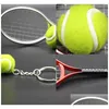 Porte-clés Sport Tennis raquettes porte-clés nouvelle balle porte-clés anneaux sac accroche Woomen hommes mode bijoux cadeau bijoux Dhh14