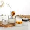 5g 10g Glass Jar Face Cream Bottle Cosmetic Empty Container with Black Silver Gold Lid and Inner Pad for Lotion Lip Balm Mjwrw