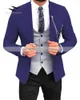 Mäns kostymer 2023 Casual Regular Fit Prom Tuxedos Plaid ull 3 stycken fast skårlakdräkt för bröllopsbrudgummar (blazer västbyxor)