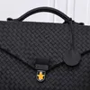 Men's Horizontal Business Handbag Bottegaaveneta 38cm Large Capacity Single Shoulder Bag Fashion Men's Leather Bag Briefcase L