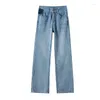 Women's Jeans Narrow Edition Wide Leg For Women Spring And Autumn 2023 Contrasting High Waisted Design Loose Straight Pants