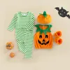 Conjuntos de ropa Traje para niños pequeños Traje Baby Girl Boy Manga larga Halloween Calabaza Estampado Tops sueltos Caída Pantalones casuales Sombrero Zapatos 231013