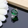 Bröllopsmycken Set 925 Silveruppsättningar Green Emerald Stone Earrings Rings Fashion Accessories WDDING NECKLAME DROP 231012