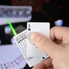 Çakmaklar Sıcak Satış Yaratıcı Metal Poker Kart Butan Gaz Rüzgar Geçirmez Yeşil Alev Daha Akıllı Yan Slip Ateşleme Döngüsü Şişirilebilir Erkek Oyuncak