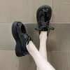 Chaussures habillées confortables à semelles épaisses à talons hauts laçage étudiants à talons moyens femmes simples grande taille