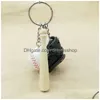 Keychains Lanyards Sport Baseball Goves Keychains Wood Bat Keyring Key Rings Bag hänger modesmycken Fashion Accessories DHQC5