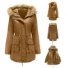 Ropa de invierno Chaqueta de plumón de lana para mujer Abrigo largo para mujer Gabardina Abrigos de plumas Chaqueta acolchada Parka Chaquetas Ropa de abrigo gruesa 4K95B