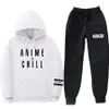 Tute da uomo Anime Chill giapponese Tuta da uomo Felpa con cappuccio Pantaloni sportivi Moda Jogger Set Primavera Streetwear Jogging Su230W