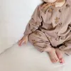 Macacões Urso Romper para Meninos Meninas OnePiece Waffle Outono Bebê Macacão Coreano Criança Outfit Infantil Onesie Nascido Roupas 231013