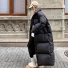 Women's Trench Coats Women's 2023 Winter Thick Warm Long Down Jackets Women Loose Stand Collar Scarf Puffer Jacket White Duck Female