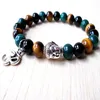 SN1136 Moda Erkekler Doğal Taş Bilezik Tiger Eye Buddha Ohm Charm Bilezik Yoga Mala Mücevherleri