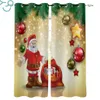 Занавеска с украшениями Санта-Клауса и цветными шарами, оконная занавеска для спальни, гостиной, рождественские шторы для кухни, оконные шторы 231012