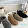 Sheepskin Snow Boot MINI Chain Boots Female winter plush warm ankle booties short shoe