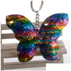 Key Rings Paillette Sequin Butterfly Key Rings Animal Pendant Keychain Holder Bag Hangs Fashion Jewelry Jewelry Dhmxh