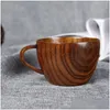 Coffee & Tea Sets Wooden Cup Wood Coffee Tea Beer Wine Juice Milk Water Mug Handmade Business Gift Drinking Home Garden Kitchen, Dinin Dhj9T