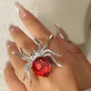 Solitaire Ring Punk Gothic Style Spider Animal Ring For Women Men Simulation Pearl Rhinestone Adjustable Open Rings Funny Halloween Party Gift 231013