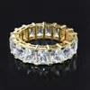 Bagues de cluster à la main Pave Square Radiant Cut Diamond Band Bague de luxe 14K Gold Engagement Cocktail Mariage pour femmes Hommes Bijoux289T