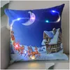 Cuscino Casepillow Case LED LIGHT UP CILLA DI NATALE ERS 18 x pollici Cuscino di Natale Throw ER Square Pillowcase Decorazioni per il divano a letto dhjsu