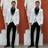 Men's Suits Plus Size Mens Wedding White Man Blazer Groom Tuxedo One Button 3Piece Costume Homme Evening Party Ternos Trajes De Hombre