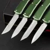 1st High End Liten Auto Tactical Knife D2 Satin Blade CNC Green Aviation Aluminium Handle Outdoor Mini EDC Pocket Knives With Nylon Bag