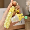 Cartoon Pvc With Light Frosted Rabbit Milk Tea Cup Keychain Small Gift Wholesale